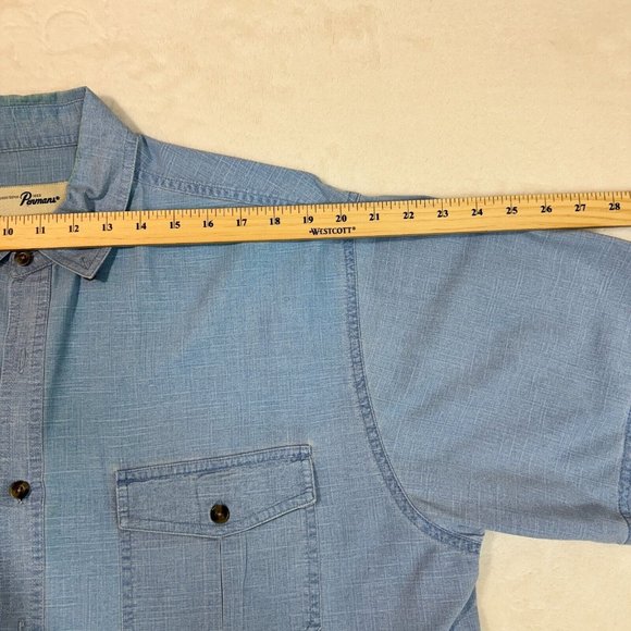 Vintage Penmans Men's L Polo Dress Shirt Light Blue Button Up Short Sleeve - Picture 10 of 12